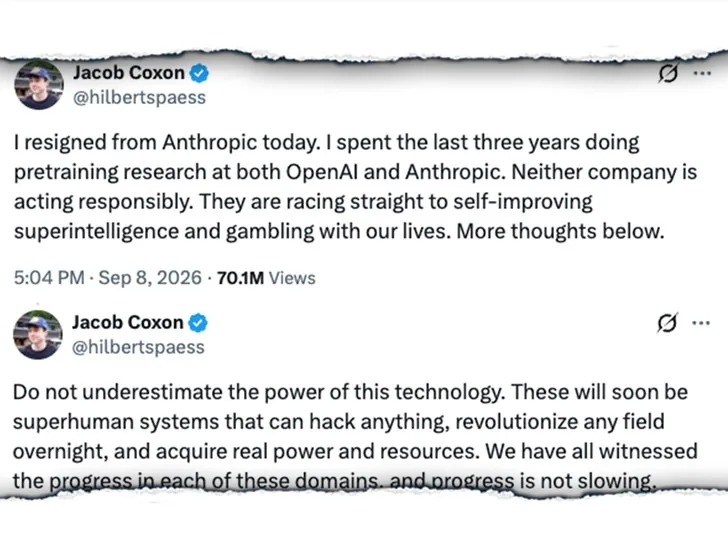 Anthropic researcher Jacob Coxon resigns, warns AI race risks human extinction by 2030