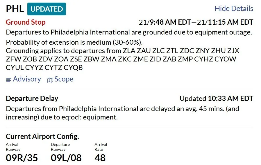 Construction crew cuts fiber optic cable, grounding flights at major Northeast US airports